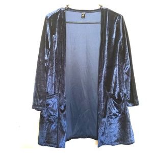 0XL Shein navy blue velvet open front Jacket NWOT